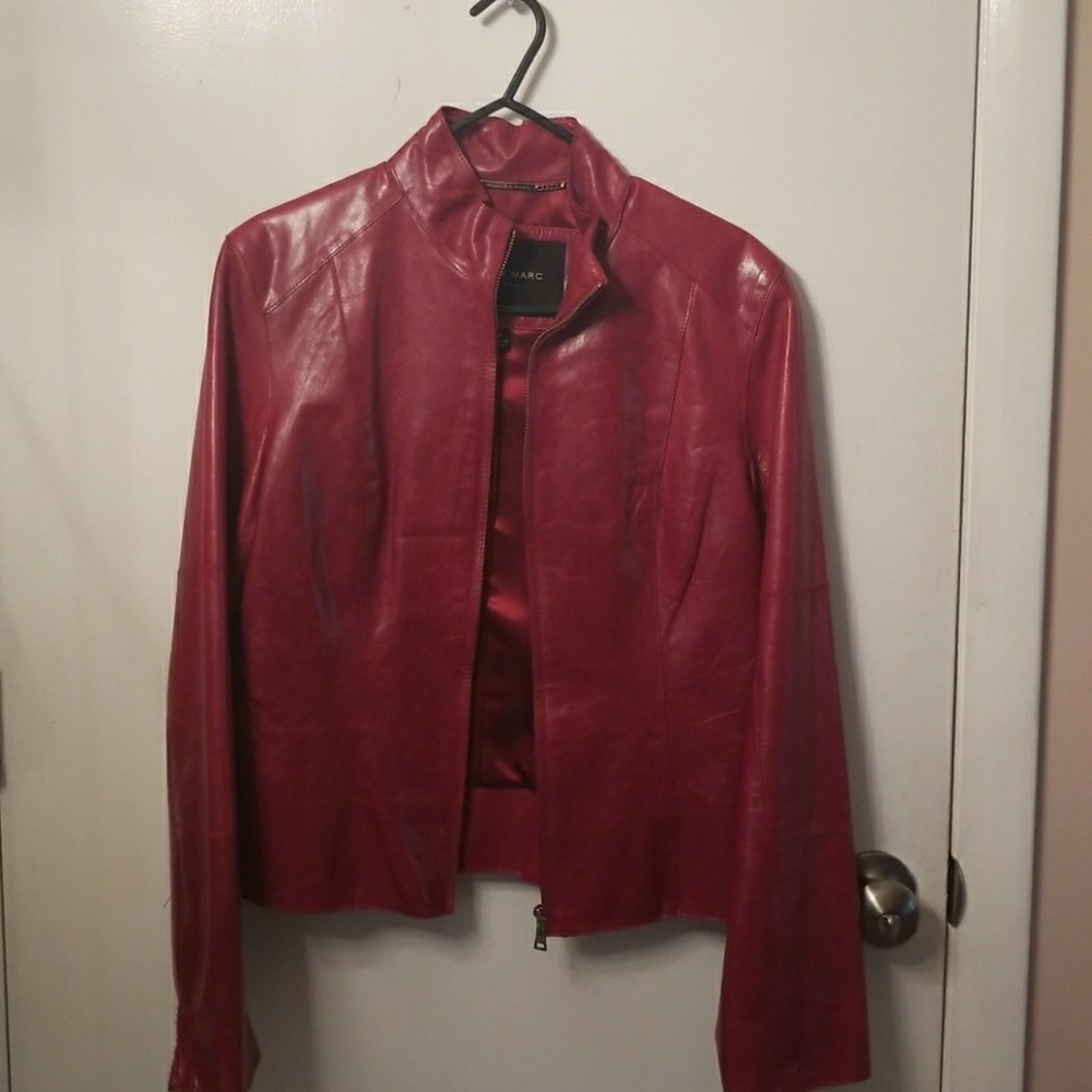 Red leather, no rip, cracks, tares